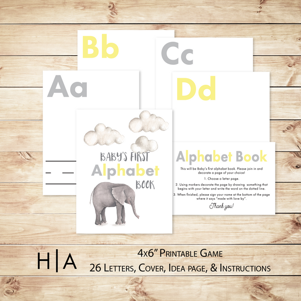 DIY Alphabet Book Baby Shower Activity Game, 4x6 - Hewitt Avenue