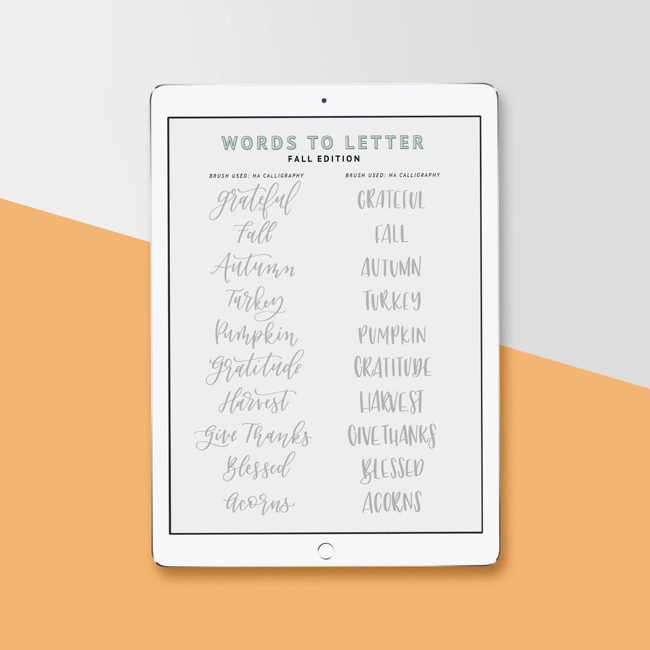 FALL Lettering Practice Sheets, iPad Lettering, Words to Letter Fall Edition - Hewitt Avenue