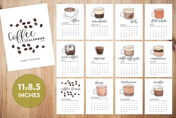 2021 Coffee Printable Calendar