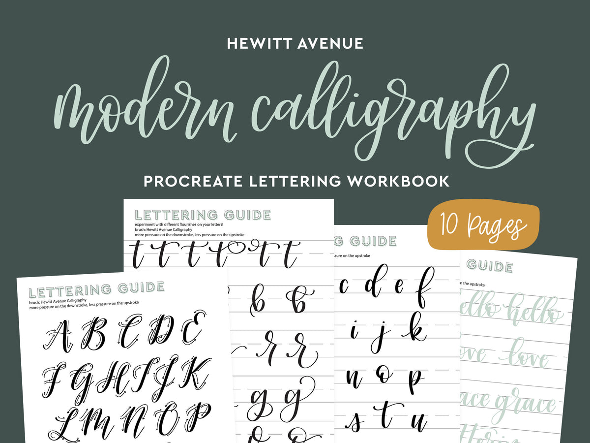 Lowercase Brush Lettering Guide, iPad Lettering, Procreate App