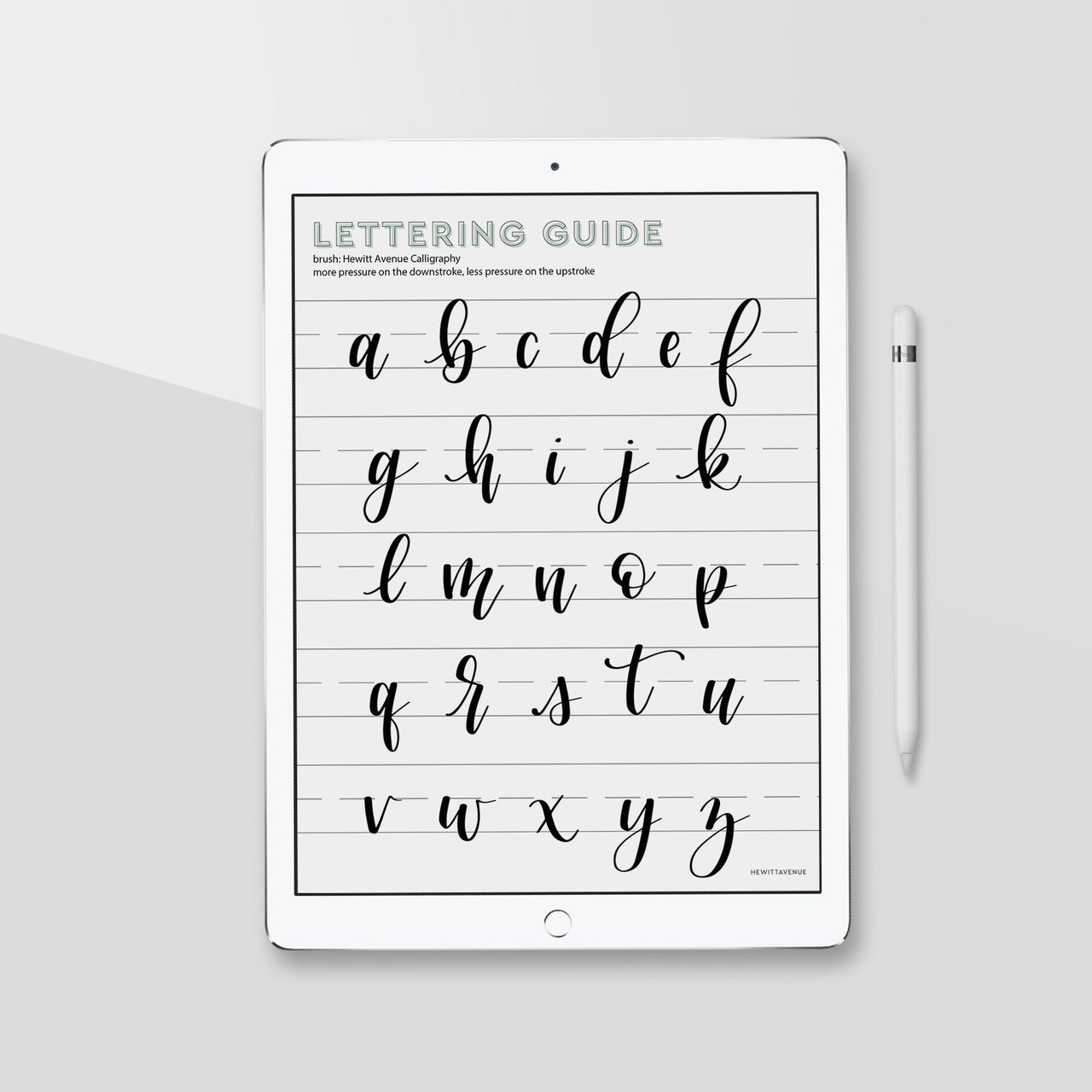 Lowercase Brush Lettering Guide, iPad Lettering, Procreate App