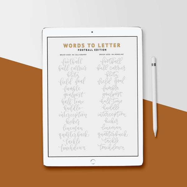 FOOTBALL Lettering Practice Sheets, iPad Lettering, Words to Letter Fall Edition - Hewitt Avenue