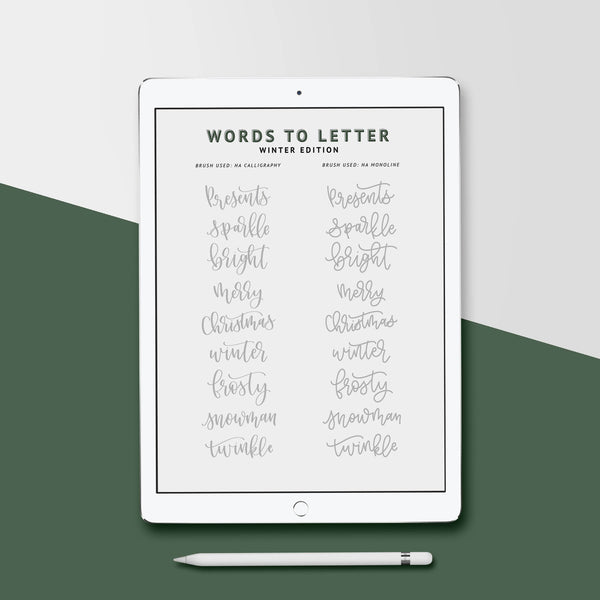 WINTER Lettering Practice Sheets, iPad Lettering, Words to Letter Winter Edition - Hewitt Avenue