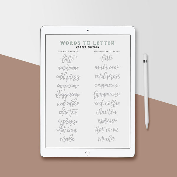 COFFEE Lettering Guides - Words to Letter Series