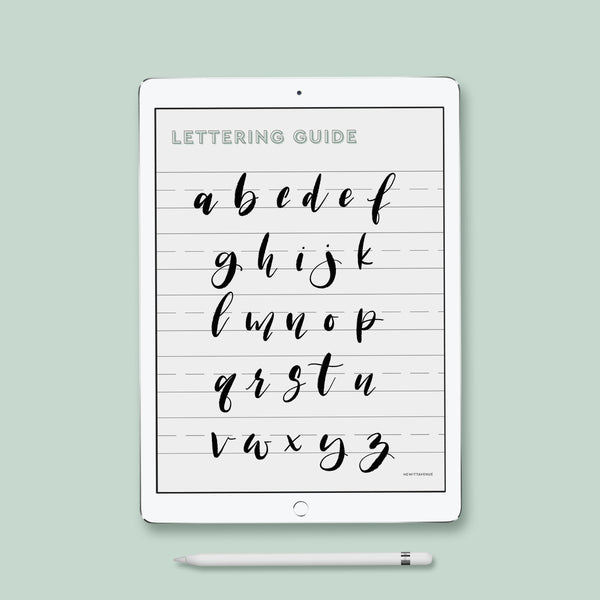 Lowercase Modern Brush Lettering Guide, iPad Lettering, Procreate App, Learn Calligraphy - Hewitt Avenue