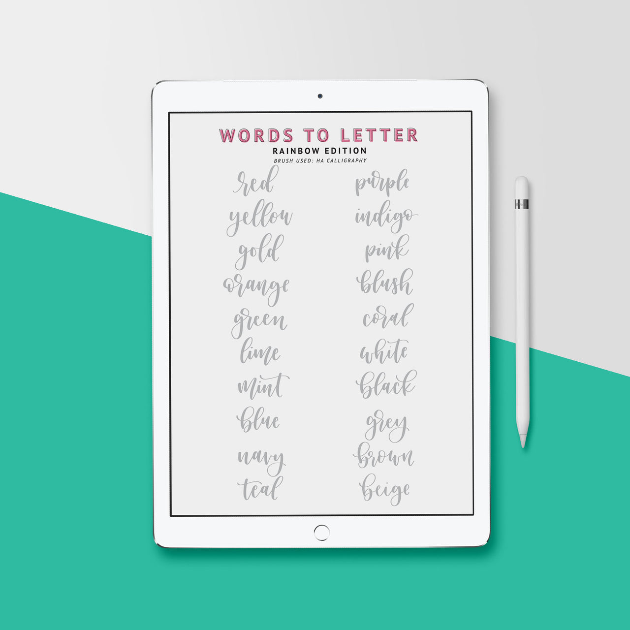 Lettering Practice Sheets, iPad Lettering, Words to Letter Rainbow Edition - Hewitt Avenue