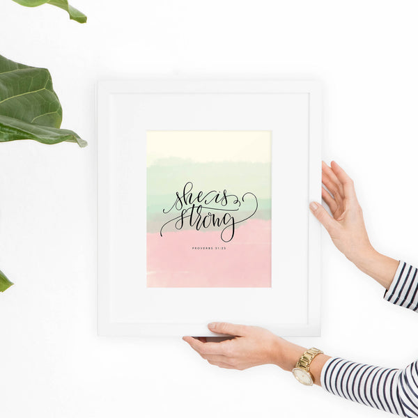 Proverbs 31:25 She is Strong Printable Art - Hewitt Avenue